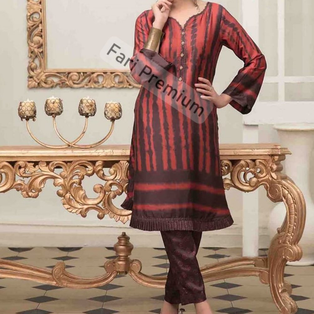 Tawakkal 2Piece Embellished Silk Tie-Dye Printed Shalwar Kameez Pakistani/Indian